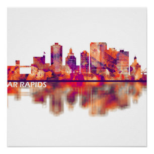 Poster Cedar Rapids Iowa Skyline