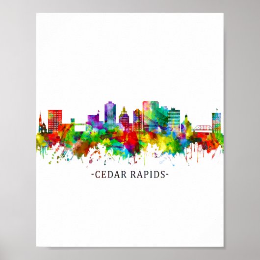 Poster Cedar Rapids Iowa Skyline (Devant)