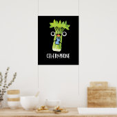 Poster Cel-lery Phone Funny Celery Veggie Pun Dark BG (Cuisine)