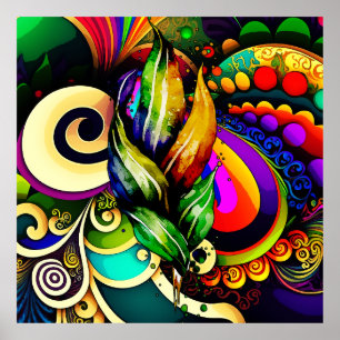 Poster Célébration Abstraite Colorée de Mardi Gras Nola
