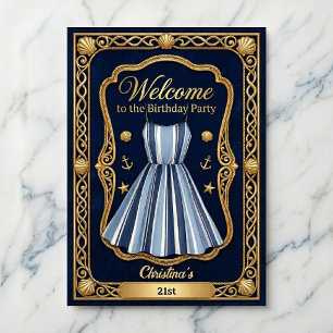 Poster Célébration Anniversaire Rayures au Bord de Mer