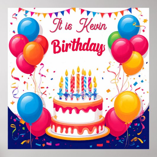 Poster Célébration d'anniversaire colorée avec des ballon (Devant)