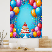Poster Célébration d'anniversaire festive avec ballons (Cuisine)