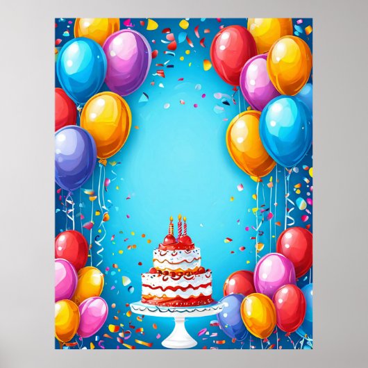 Poster Célébration d'anniversaire festive avec ballons (Devant)
