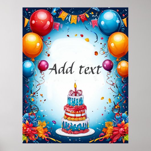 Poster Célébration d'anniversaire festive avec ballons (Devant)