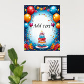Poster Célébration d'anniversaire festive avec ballons (Bureau à domicile)