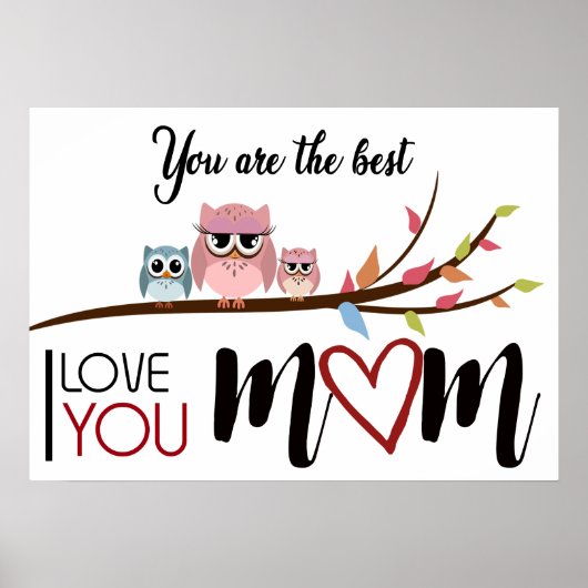 Poster Célébration de "Bonne fête des mères" avec coeur (Devant)