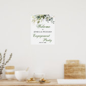 Poster Célébration de fiançailles avec eucalyptus aquarel (Cuisine)