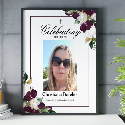 Poster Célébration de la vie 16x20 Floral Woman Funeral P