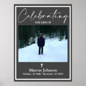 Poster Célébration de la vie 18x24 Dark Grey Funeral Post (Devant)