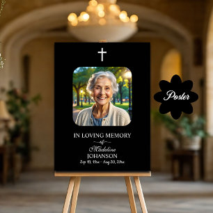 Poster Célébration De La Vie 1 Photo Funéraire Noir