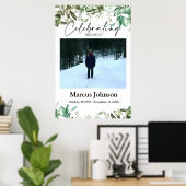 Poster Célébration de la vie 24x36 feuilles verts funérai (Bureau à domicile)