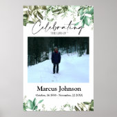 Poster Célébration de la vie 24x36 feuilles verts funérai (Devant)