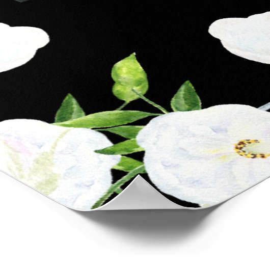 Poster Célébration de la vie avec des fleurs blanches (Coin)