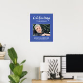 Poster Célébration de la vie bleu blanc avec faire-part d (Bureau à domicile)