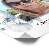 Poster Célébration de la vie Blue Floral Woman Funeral (Coin)