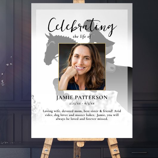 Poster Célébration de la vie de cavalier Photo Funéraille
