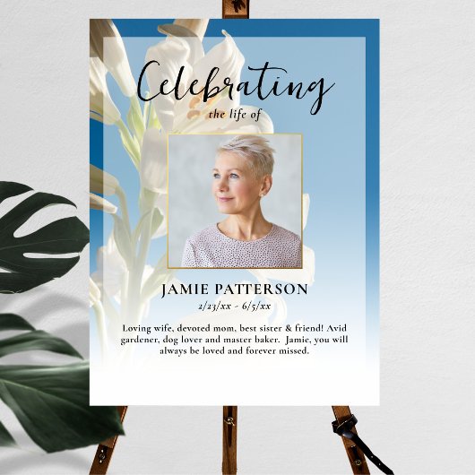 Poster Célébration de la vie de Lily Flower Photo d'obsèq