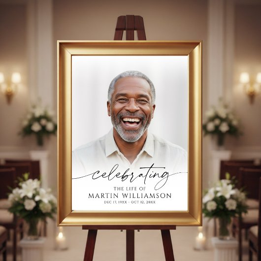 Poster Célébration de la vie de Nom Photo Script Mémorial