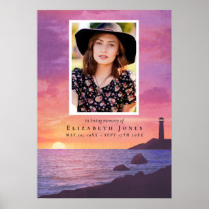 Poster Célébration de la vie du phare au coucher du solei