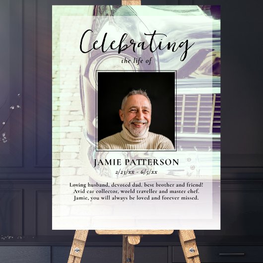 Poster Célébration de la vie d'un collectionneur de voitu