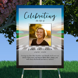 Poster Célébration de la vie d'un pilote de course, Photo