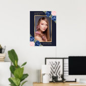 Poster Célébration de la vie en or bleu Panneau de funéra (Bureau à domicile)