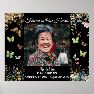 Poster Célébration de la vie Fleurs sauvages Papillons
