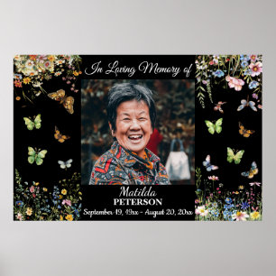 Poster Célébration de la vie Fleurs sauvages Papillons