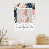 Poster Célébration de la vie Navy Fleurs rose Photo (Cuisine)