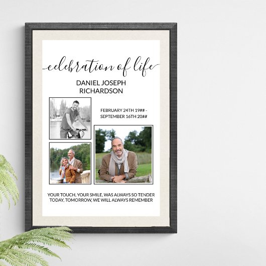 Poster Célébration de la vie Photo Collage Mémorial Verse