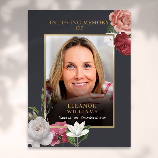 Poster Célébration de la vie photo florale de mémorial de