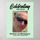 Poster Célébration de la vie Photo Green Stripes Funérail (Devant)