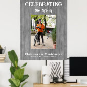 Poster Célébration de la vie  Photo Grey Wood Funéraire (Bureau à domicile)
