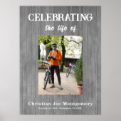 Poster Célébration de la vie  Photo Grey Wood Funéraire (Devant)