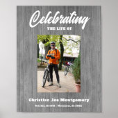 Poster Célébration de la vie Photo Grey Wood Funeral (Devant)