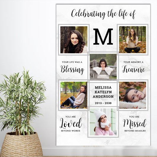 Poster Célébration de la vie Photo Mémorial Funéraire Uni