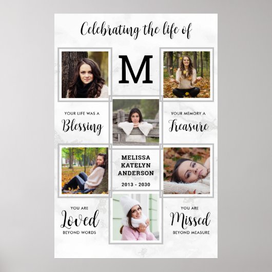 Poster Célébration de la vie Photo Mémorial Funéraire Uni (Devant)