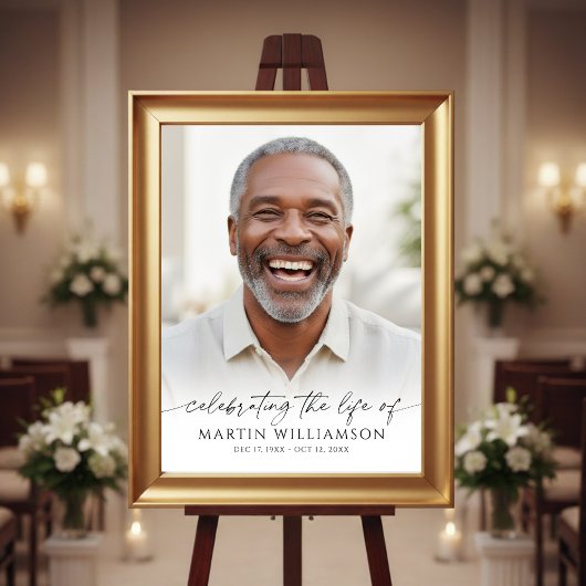 Poster Célébration de la vie Photo Moderne Écriture Mémor