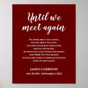 Poster Célébration de la vie Poème Rouge jusqu'à ce que n
