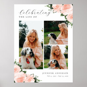 Poster Célébration de la vie Rose floral Photo Panneau de
