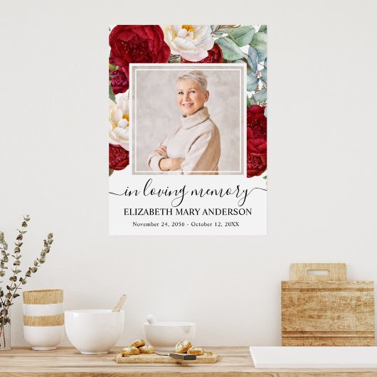 Poster Célébration de la vie Roses rouges et blanches Pho (Cuisine)