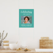 Poster Célébration de la vie sarcelle avec faire-part de (Cuisine)