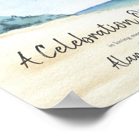 Poster Célébration de la vie scène de plage à l'aquarelle (Coin)