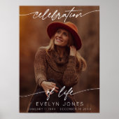 Poster Célébration de la vie Script Funeral Photo | Noir (Devant)