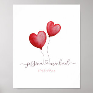 Poster Célébration de l'amour des jeunes mariés Ballons N