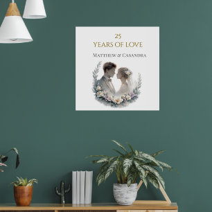 Poster Célébration de l'anniversaire de mariage de 25 ans