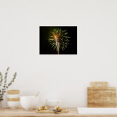 Poster Célébration de vacances de feux d'artifice verts e (Cuisine)