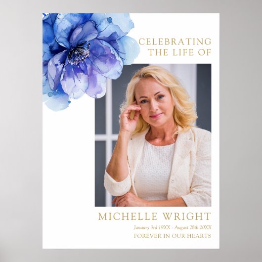Poster Célébration Florale Bleue De La Vie Symbole Photo (Devant)