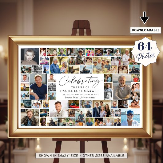 Poster  Celebration of Life Memorial 64 Photo Collage